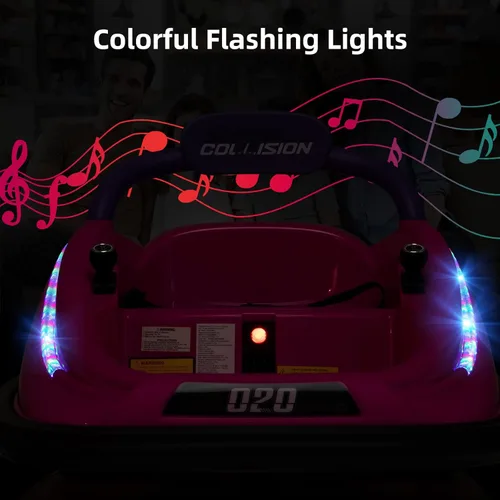 Miniatura 9 de OLAKIDS Coche chocador para niños pequeños, juguete eléctrico de 12V para montar con control remoto, vehículo a batería de carreras para bebé, Rosa