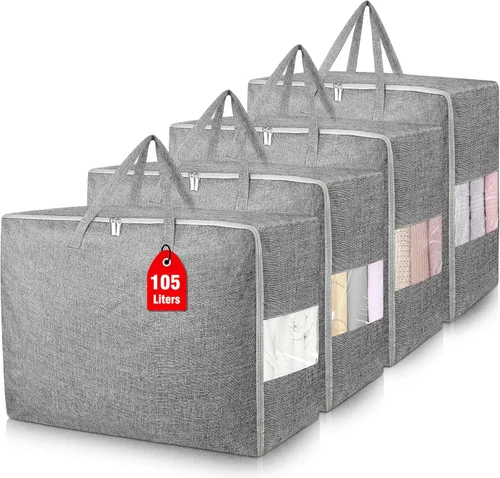 Miniatura 14 de Bolsas de almacenamiento extra grandes de 105 litros, plegables para manta de edredón, organizadores de armario y contenedores de almacenamiento