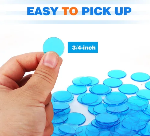 Miniatura 2 de GSE Games & Sports Expert Blue Bingo Chips, 500 fichas de conteo transparentes de alto contraste de 3/4 pulgadas para juegos de bingo, fiestas Azul