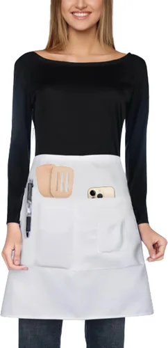 Miniatura 10 de Xeoxarel Delantal unisex con 4 bolsillos, para mujer y hombre, 27 x 18 pulgadas