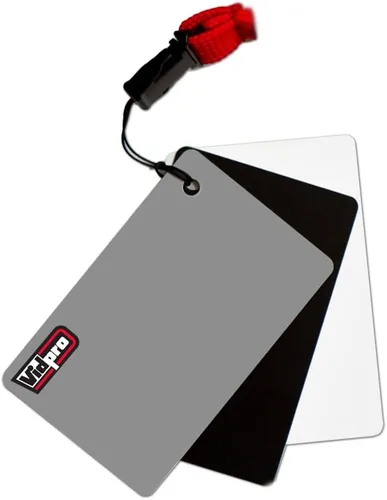 Vidpro White Balance - Juego de 3 tarjetas con correa de cordón de 2 x 3 pulgadas, color gris, negro, blanco en caja