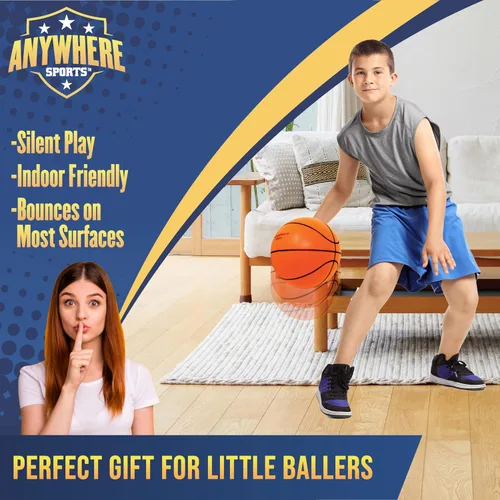 Miniatura 6 de Anywhere Sports Juego de baloncesto silencioso y aro – Sobre la puerta, juego silencioso para niños, fácil montaje con clip, incluye baloncesto