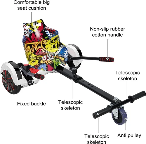Miniatura 5 de Accesorio de asiento para aeropatinetas, accesorio de Go Kart para niños y adultos, apto para hoverboards de 6.5 a 10 pulgadas, accesorio
