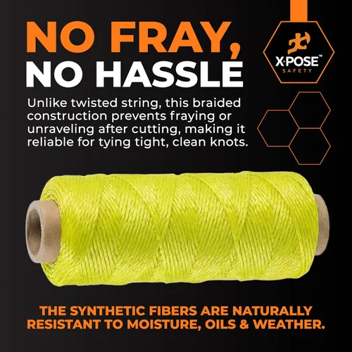 Miniatura 7 de Xpose Safety Green Mason Line String - Cuerda de nailon trenzado #18 - Línea de construcción duradera de 275 pies para herramientas de mampostería