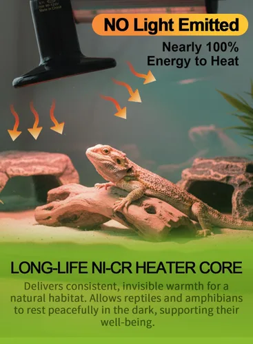 Miniatura 6 de Emisor infrarrojo de cerámica de 75 W, calentador de reptiles sin luz, para dragones barbudos, lagartos, tortugas, serpientes, anfibios y pollos