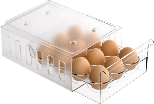 Ettori Soporte para huevos para refrigerador, tipo cajón, contenedor de huevos para refrigerador sin BPA, organizador de refrigerador,