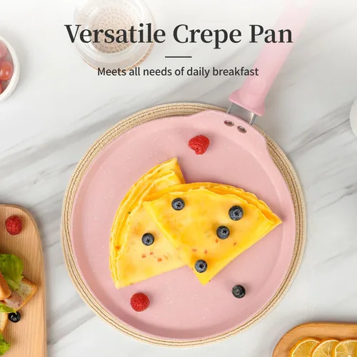 Miniatura 6 de Innerwell Sartén antiadherente para crepas de 11 pulgadas, sartén plana con revestimiento de granito, sartén para tortilla Dosa Tawa, sartén