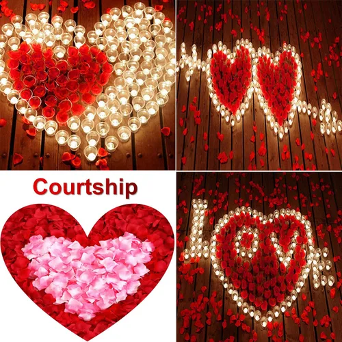 Miniatura 3 de 1000 pétalos de rosa falsos para noche romántica, creación de ambiente festivo romántico, para propuesta de matrimonio, boda, día de San Valentín