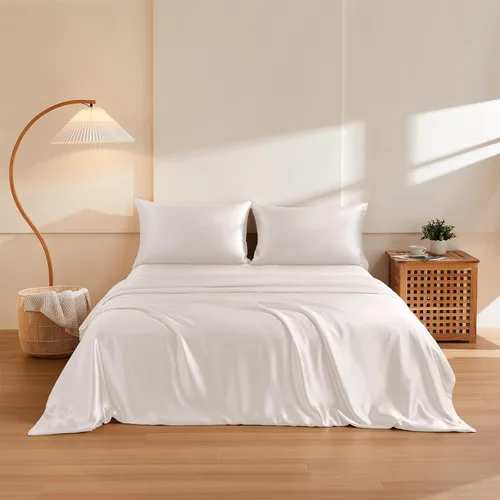 Miniatura 17 de THXSILK Juego de funda de edredón de seda de morera 100% pura de 3 piezas, ropa de cama de lujo ultra suave de grado 6A+, sábanas de seda