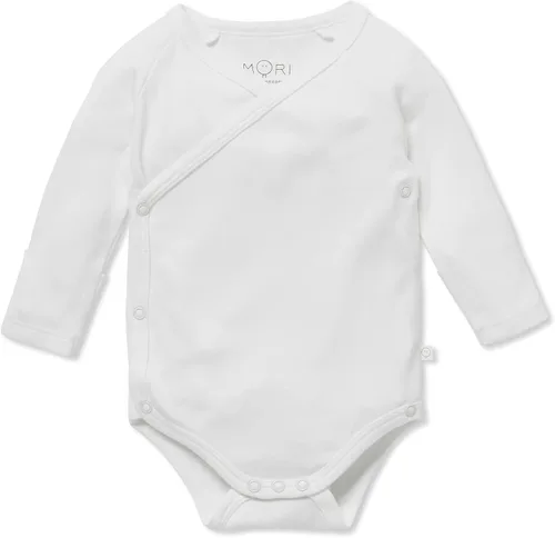 Miniatura 9 de MORI Body tipo kimono de manga larga para bebé para niños y niñas, transpirable, unisex, suave, con botones sin níquel