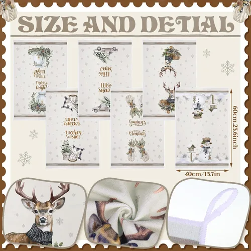 Miniatura 3 de Geyoga 6 piezas de toallas de cocina de Navidad, toallas de mano de Navidad con diseño de muñeco de nieve, absorbentes, toallas de cocina vintage