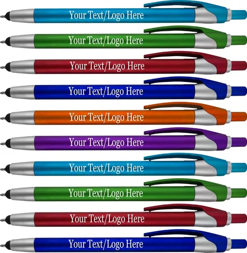 Miniatura 19 de Paquete de 300 bolígrafos personalizados con logotipo o texto, para marketing, fiestas y eventos, lápiz capacitivo 2 en 1 y bolígrafo compatible