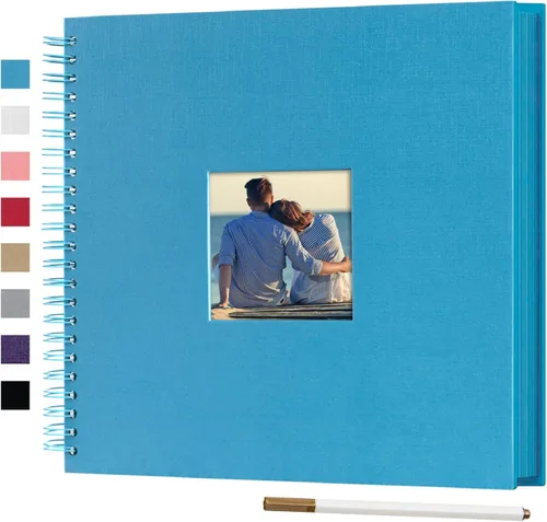 Miniatura 29 de Álbum de fotos para scrapbook DIY de 10 x 10 pulgadas con cubierta de diseño de ventana, 80 páginas, libro de recuerdos de papel para manualidades