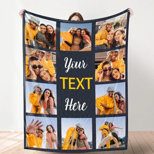 Miniatura 10 de YESCUSTOM Manta de fotos personalizada con 10 textos de fotos, fabricada en Estados Unidos, regalo para familiares, amigos, amantes para cumpleaños
