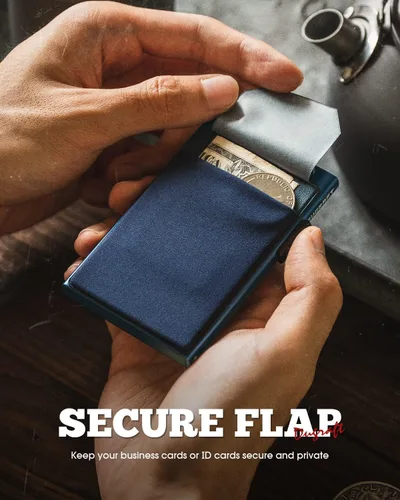 Miniatura 17 de DUGRAFT Tarjetero para tarjetas de crédito con bolsillo para dinero, minimalista, delgado, de aluminio, de metal, para hombres, con bloqueo RFID