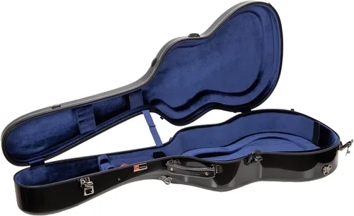 Miniatura 9 de Crossrock Funda de fibra de vidrio para guitarras acústicas 000/OM de 12 trastes, con compartimento para accesorios, correas de mochila, bloqueo