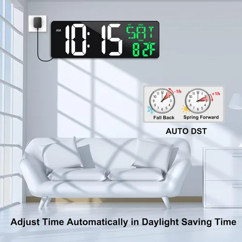 Miniatura 6 de Reloj de pared digital grande de 17 pulgadas con control remoto, atenuador de brillo automático, reloj de pared digital con pantalla grande