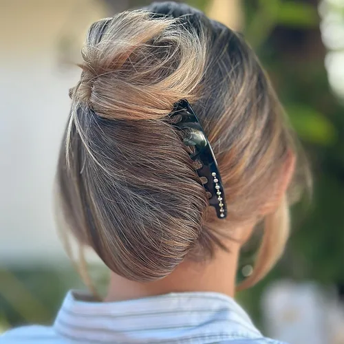Miniatura 2 de Camila Paris CP3736 Peine lateral francés – Peine francés decorativo con diamantes de imitación, peine de pelo negro para mujer, agarre fuerte