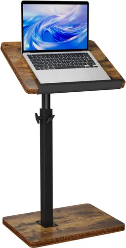 Miniatura 12 de IBUYKE Mesa auxiliar en forma de C ajustable en altura, mesa giratoria de 360° con ruedas, mesa auxiliar para espacios pequeños, sala de estar