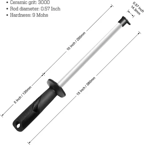 Miniatura 3 de SHARPAL 118N Afilador Profesional de Cerámica de Afilado Fino y Acero de Pulido para Cocina, con Tapa Anti-Rotura