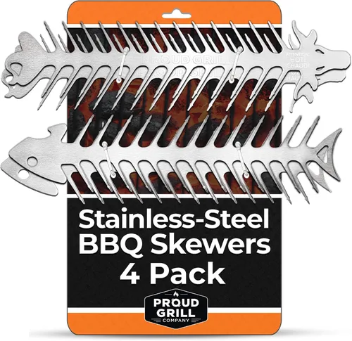 Miniatura 9 de Proud Grill Slide & Serve BBQ - Juego de 2 brochetas reutilizables de acero inoxidable Ideal para asar shish Kabobs Uso para carne de res