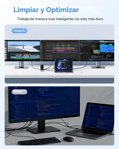Miniatura 7 de RayCue Estación de acoplamiento USB C, pantalla triple 15 en 1 con 5 botones de acceso directo, pantalla inteligente, DP y HDMI, 10G USB A/C