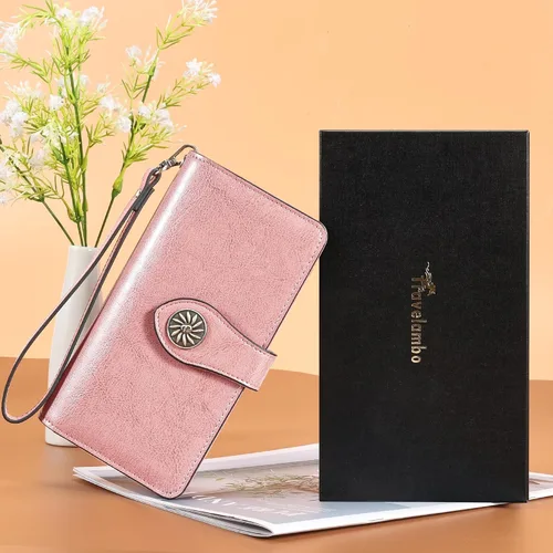 Miniatura 6 de Travelambo Cartera de mujer con bloqueo RFID para tarjetas de crédito, cartera de cuero de gran capacidad