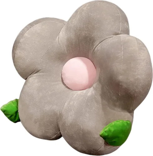 Cojín de cintura de flor, aula de oficina, cojín largo, asiento grueso, sofá, almohada de noche (17.7 x 15.7 pulgadas, gris)