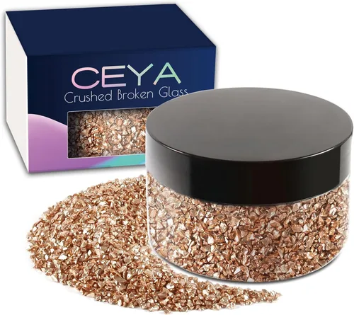 Miniatura 18 de Ceya 5.3 onzas/150g Vidrio Triturado Irregular Azul Neptuno Metálico Chips de Cristal Vidrio Roto Chips Purpurina 2-4mm Manualidades Purpurina