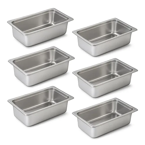 Miniatura 12 de Aplancee Sartenes de 1/2 hotel de 4 pulgadas de profundidad de acero inoxidable para alimentos, antiatascos, juego de 6 sartenes de mesa de vapor