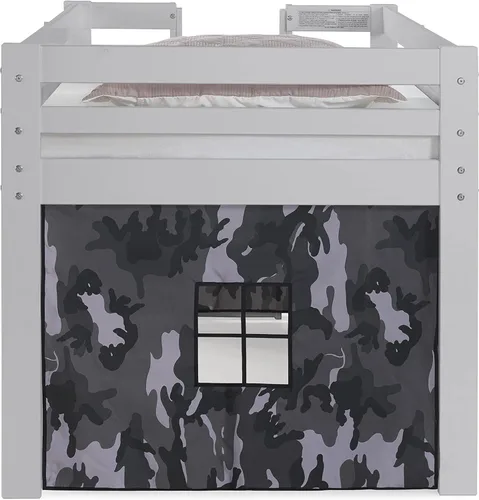 Miniatura 7 de Alaterre Furniture Jasper - Cama tipo loft junior individual, marco gris paloma y fondo de camuflaje gris