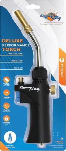 Miniatura 2 de Flame King FK-028CGA Cabeza de Antorcha de Propano de Alta Intensidad para Soldadura, Brasado, Fontanería, Iluminación de Carbón/Fogatas, Compatible