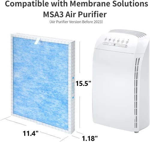 Miniatura 2 de Filtro de repuesto MSA3 compatible con Membrane Solutions MSA3 y MSA3S Smart Air Purifiers, filtro 3 en 1 (paquete de 2)