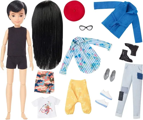 Miniatura 3 de Creatable World Deluxe - Kit de personajes personalizable, pelo liso negro