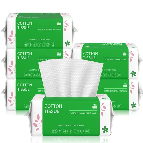 Miniatura 10 de Toallas faciales desechables, 100 unidades, toallas faciales biodegradables para piel sensible, paño facial ultra suave y grueso, toallitas secas