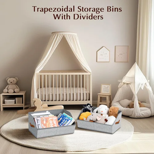 Miniatura 7 de Homsorout Organizadores de Armario y Contenedores de Almacenamiento - Paquete de 4 Contenedores de Almacenamiento Plegables Divididos Trapezoidales