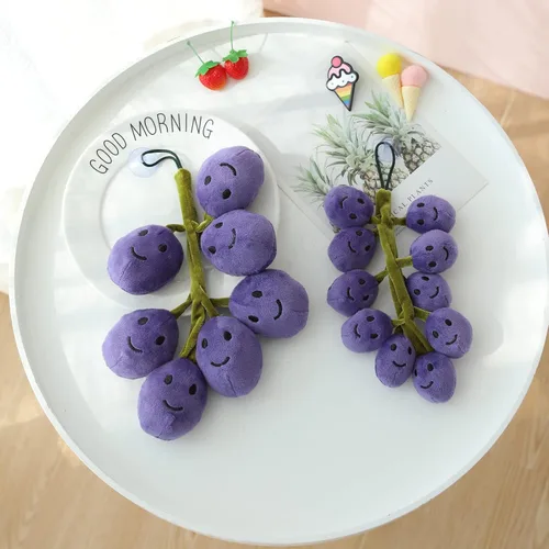 Miniatura 2 de Juguete de peluche de uva de frutas, adornos de uvas, lindos accesorios de automóvil, decoración colgante de espejo retrovisor (morado)