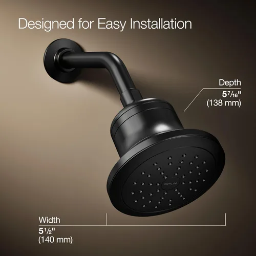 Miniatura 3 de Kohler 33631-G-BL Cinq™ Ducha redonda de función única con filtro, 1.75 gpm, negro mate