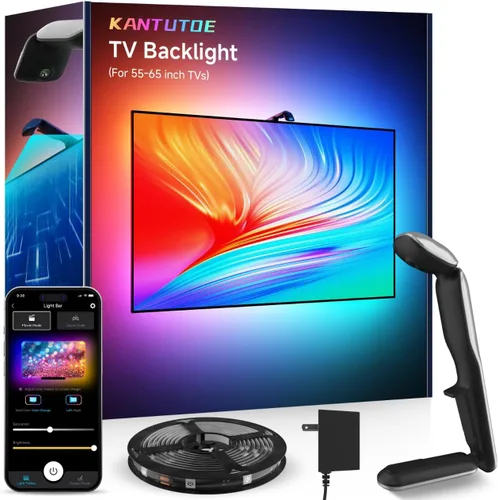 KANTUTOE - Retroiluminación LED para TV con cámara, luces LED de 13.7 pies para televisores de 45-65 pulgadas y monitores de PC, luces de TV con