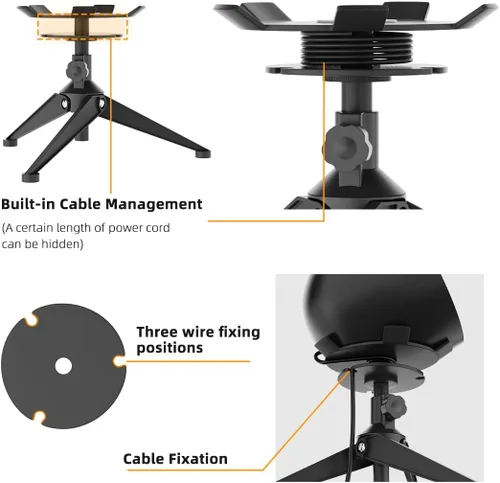 Miniatura 5 de Small Metal Tripod Holder for Echo Spot, Cute Desktop Speaker Mount Stand Portable with Cable Management, Adjustable Height from 4.3"-6.6", 1 Pack