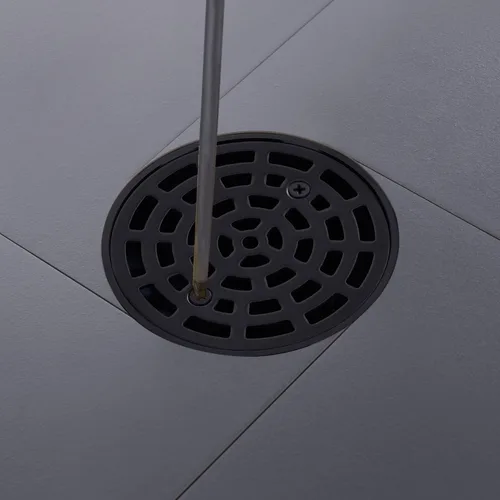 Miniatura 5 de Desagüe de ducha redondo de 4 1/4 pulgadas, color negro, tornillos de rejilla extraíbles en tapa de drenaje, base con kit de brida de drenaje Negro