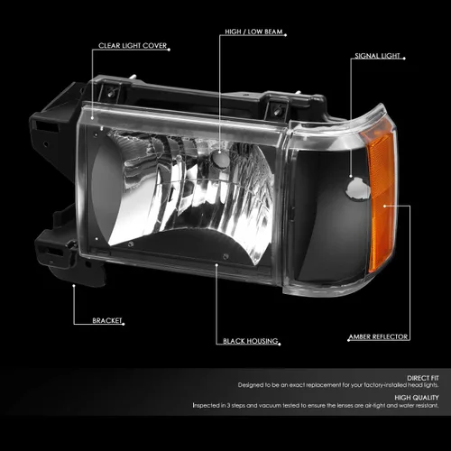 Miniatura 2 de DNA MOTORING HL-OH-F15087-BK-AM Juego de luces de esquina estilo de fábrica para FORD BRONCO 1987-1991 FORD F-150 1987-1991 FORD F-250 1987-1991