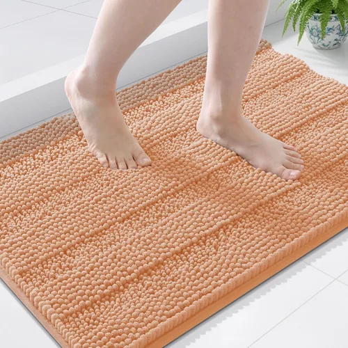 Miniatura 194 de Grandaily Alfombras de baño de felpilla a rayas de 24 x 16 pulgadas, extra gruesas y suaves, absorbentes, parte trasera de goma, alfombra de ducha