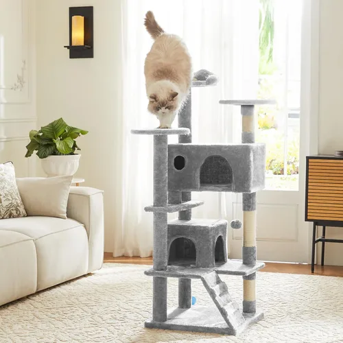 Miniatura 14 de Árbol grande para gatos de 66 pulgadas, torre de árbol para gatos de varios niveles con condominio, perchas, postes rascadores de sisal y hamaca