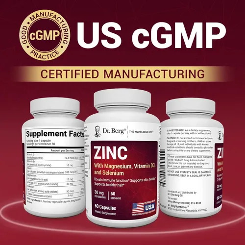 Miniatura 5 de Dr. Berg Zinc 30mg mejorado con magnesio, vitamina D3, selenio y cobre – Suplementos de zinc para hombres y mujeres – Zinc quelado para apoyo