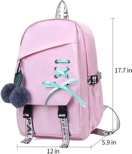 Miniatura 4 de FENGDONG Mochila escolar para niñas adolescentes y niñas, a2-rosa, 17.7x12x5.9 inches, Viajar