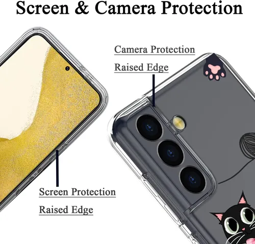 Miniatura 2 de Unov Funda para Galaxy S22 transparente con diseño de TPU suave absorción de impactos, patrón delgado en relieve, cubierta trasera protectora