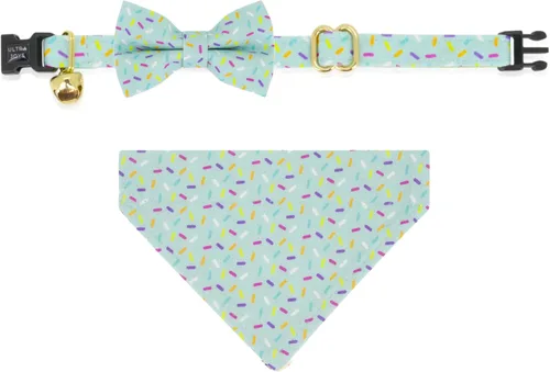 Miniatura 10 de Ultra Joys Collar de gato con campanas - Separable para gatitos y gatos - Estampado a cuadros naranja pequeño Solo cuello a cuadros