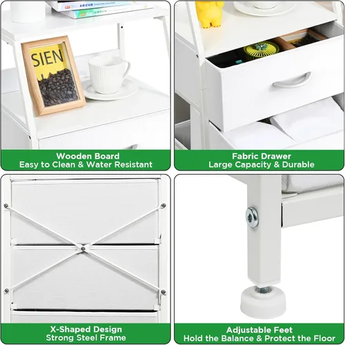 Miniatura 6 de Cómoda con 4 cajones, torre de almacenamiento de tela para dormitorio, cajones de almacenamiento de ropa blanca, organizador vertical de armario