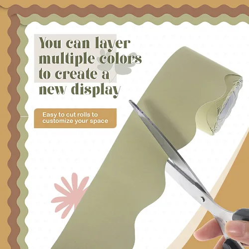 Miniatura 3 de TaoBary 6 Rollos 59.98 m Bordes de Tablero de Anuncios de Navidad y de Invierno para el Aula, Adornos de Tablero de Anuncios con Borde Escalopado